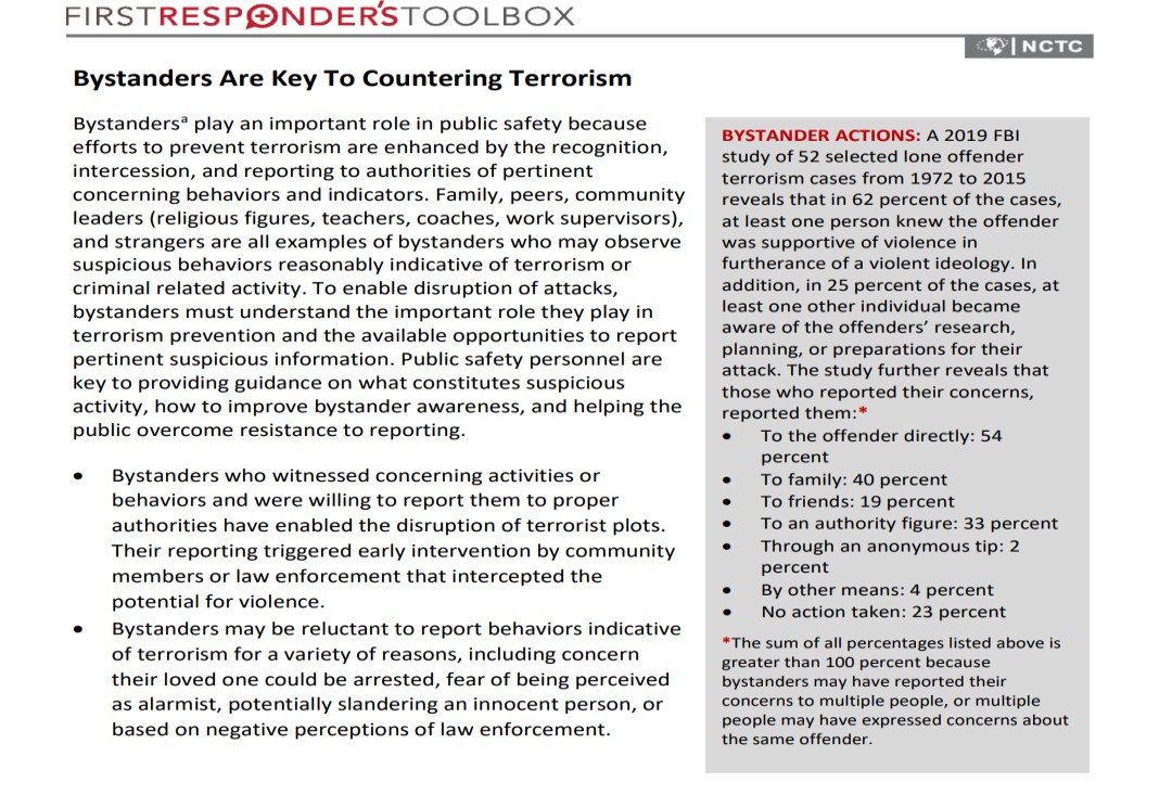 Bystanders Are Key to Countering Terrorism