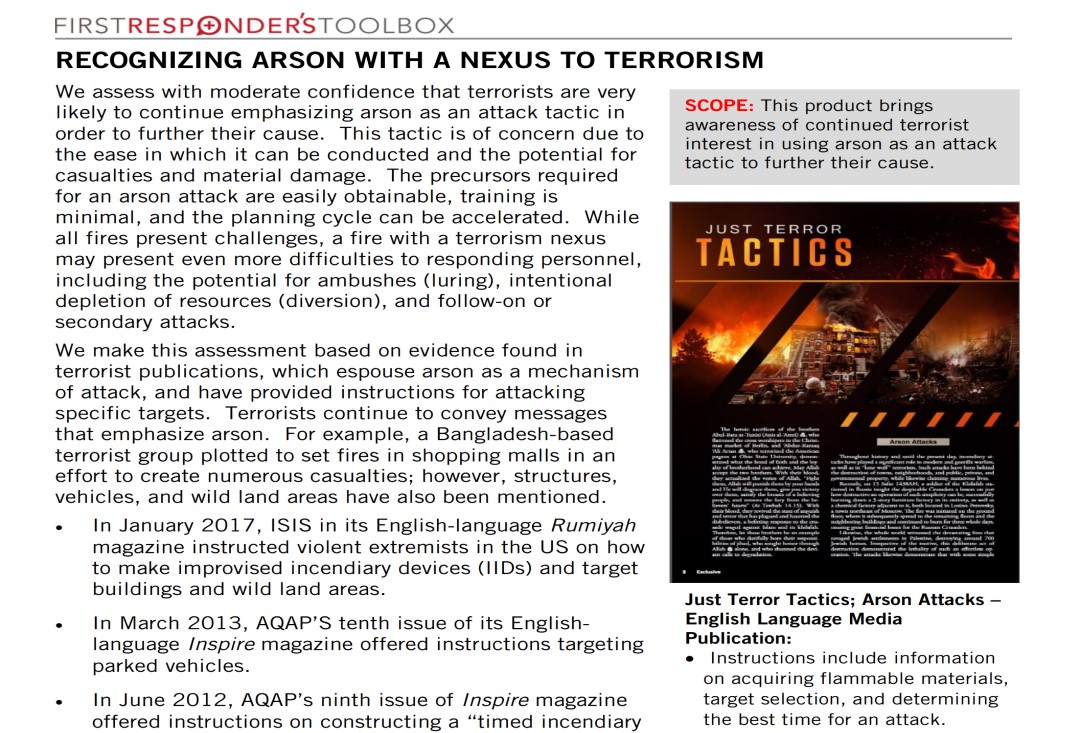 Recognizing Arson with a Nexus to Terrorism