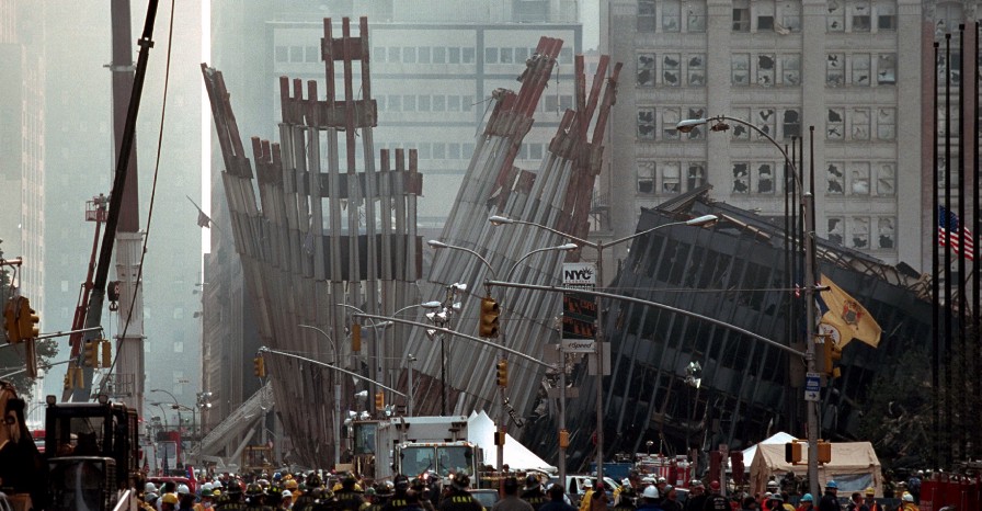 Remains of the World Trade Center Friday, Sept. 14, 2001 in New York City. From: Photographs Related to the George W. Bush Administration, compiled 01/20/2001–01/20/2009 (U.S. National Archives)