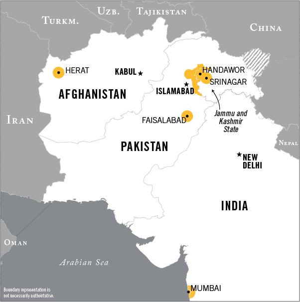Map of Lashkar-e-Tayyiba operational area