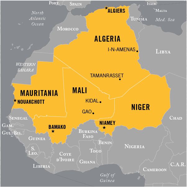 Map of terrorism in north and west Africa